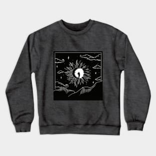 Valentines day - Romantic sun and moon in sky - Black and white Crewneck Sweatshirt